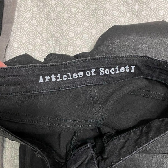 Articles Of Society Beaded Fringe Coated Black Ankle Skinny Jeans - 29 - Picture 8 of 9